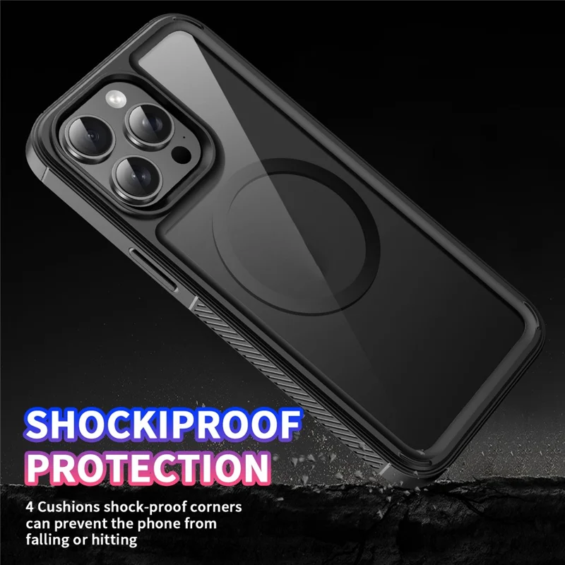 Para Iphone 15 Pro Case Tpu+acrílico Correia Clara Capsal Compatível Com MagSafe - Preto