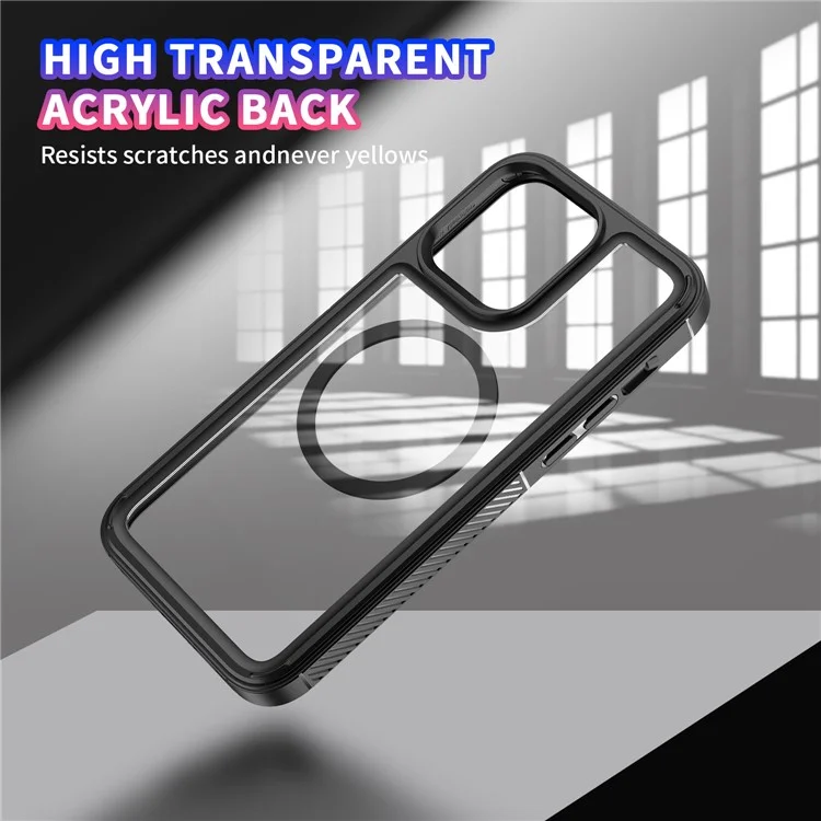 Para Iphone 15 Pro Case Tpu+acrílico Correia Clara Capsal Compatível Com MagSafe - Preto