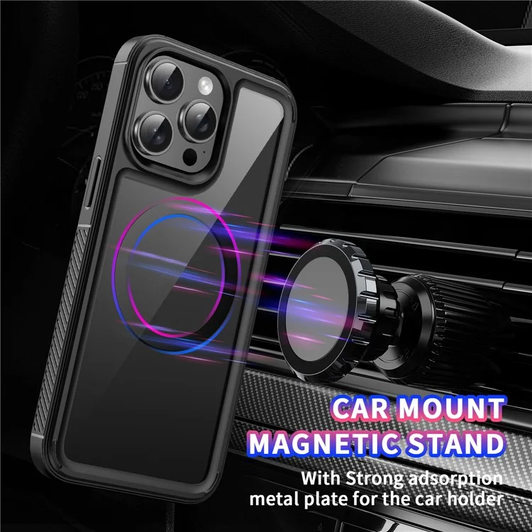For iPhone 15 Pro Max Case TPU+Acrylic Clear Phone Cover Compatible with MagSafe - Black