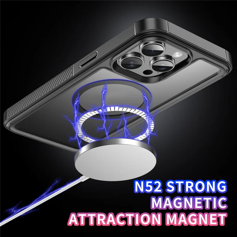 For iPhone 15 Pro Max Case TPU+Acrylic Clear Phone Cover Compatible with MagSafe - Black