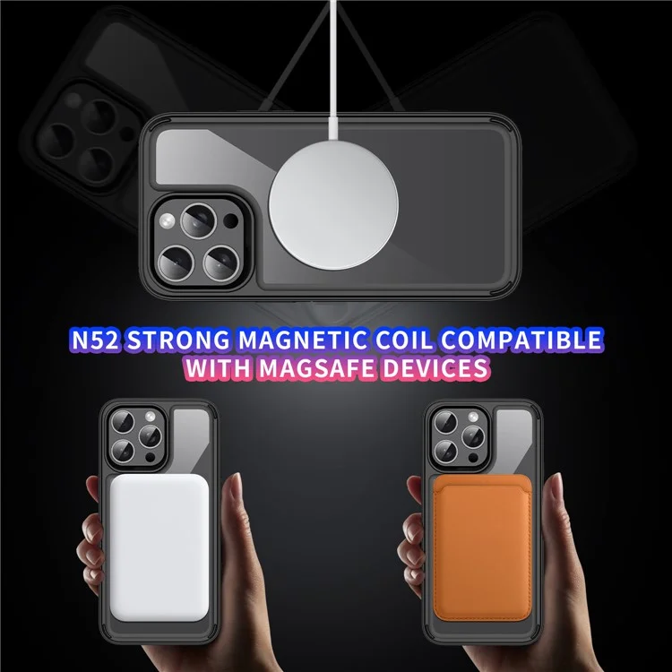 For iPhone 15 Pro Max Case TPU+Acrylic Clear Phone Cover Compatible with MagSafe - Black