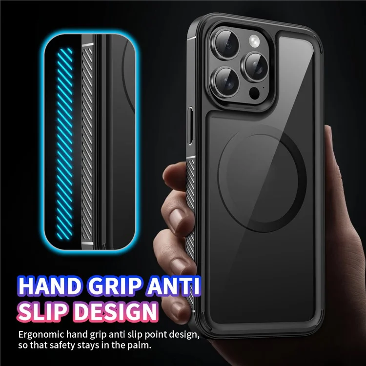 For iPhone 15 Pro Max Case TPU+Acrylic Clear Phone Cover Compatible with MagSafe - Black