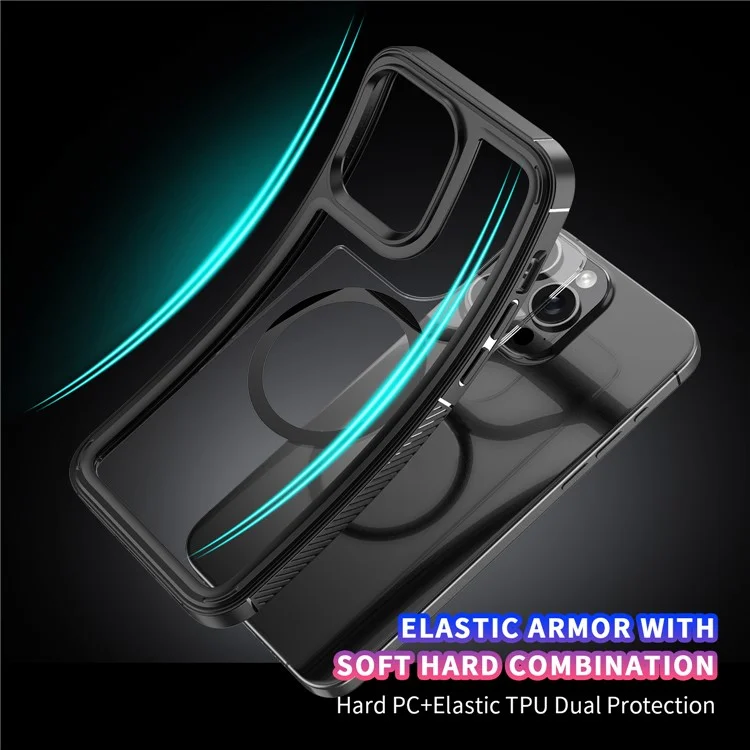 For iPhone 15 Pro Max Case TPU+Acrylic Clear Phone Cover Compatible with MagSafe - Black