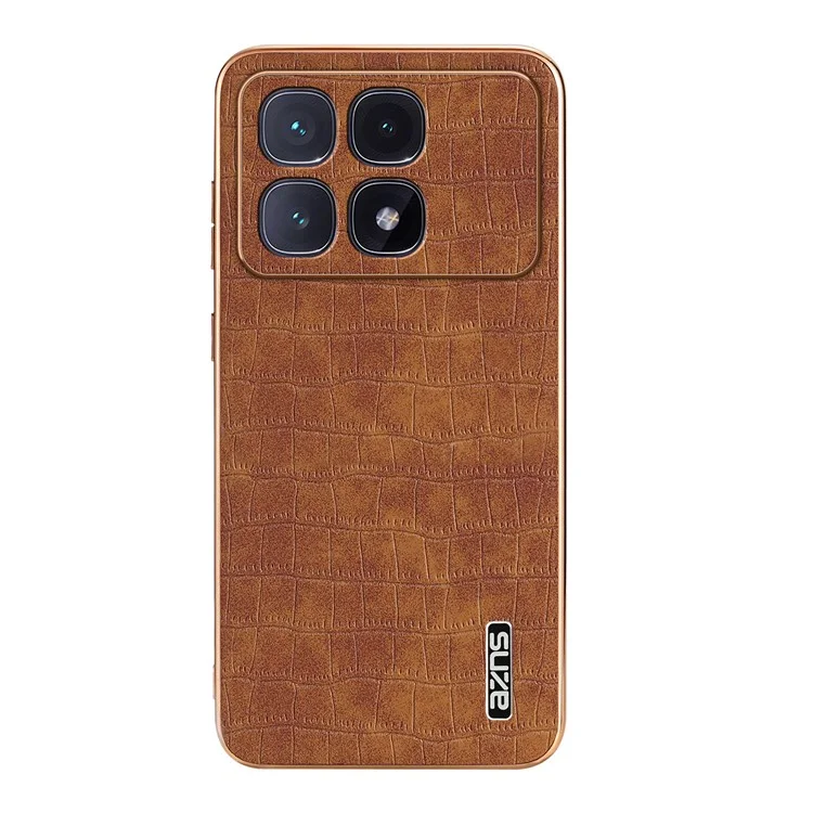 AZNS For Xiaomi Redmi K70 Ultra Case Electroplating Crocodile Texture PU+TPU Phone Cover - Brown