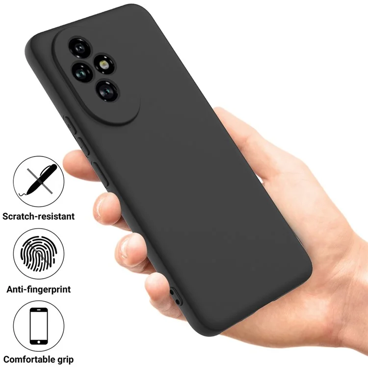 Capa para celular Honor 200 Pro 5G de silicone líquido anti-arranhões com alça de mão - Preta