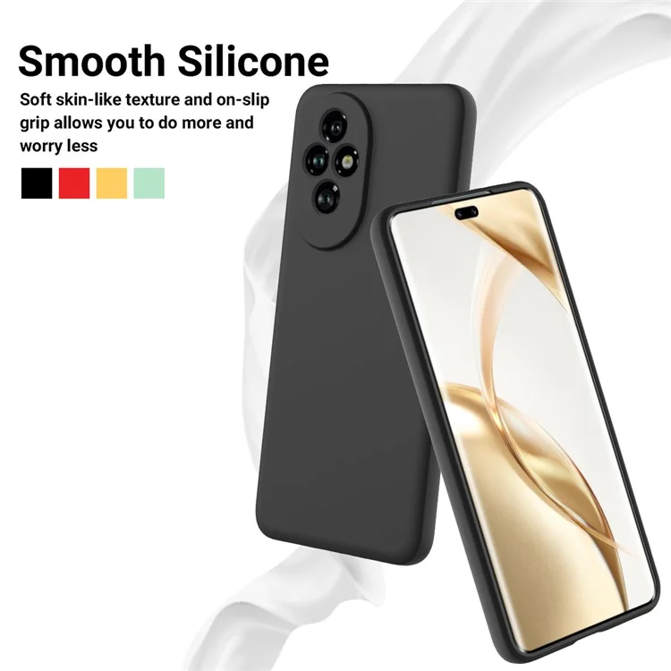 Capa para celular Honor 200 Pro 5G de silicone líquido anti-arranhões com alça de mão - Preta