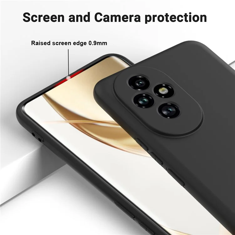 Capa para celular Honor 200 Pro 5G de silicone líquido anti-arranhões com alça de mão - Preta