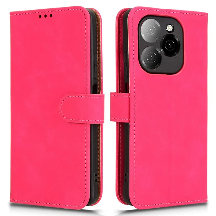For TECNO Spark 20 Pro 5G Leather Case Skin-Feel Anti-Drop Wallet Flip Phone Cover - Rose