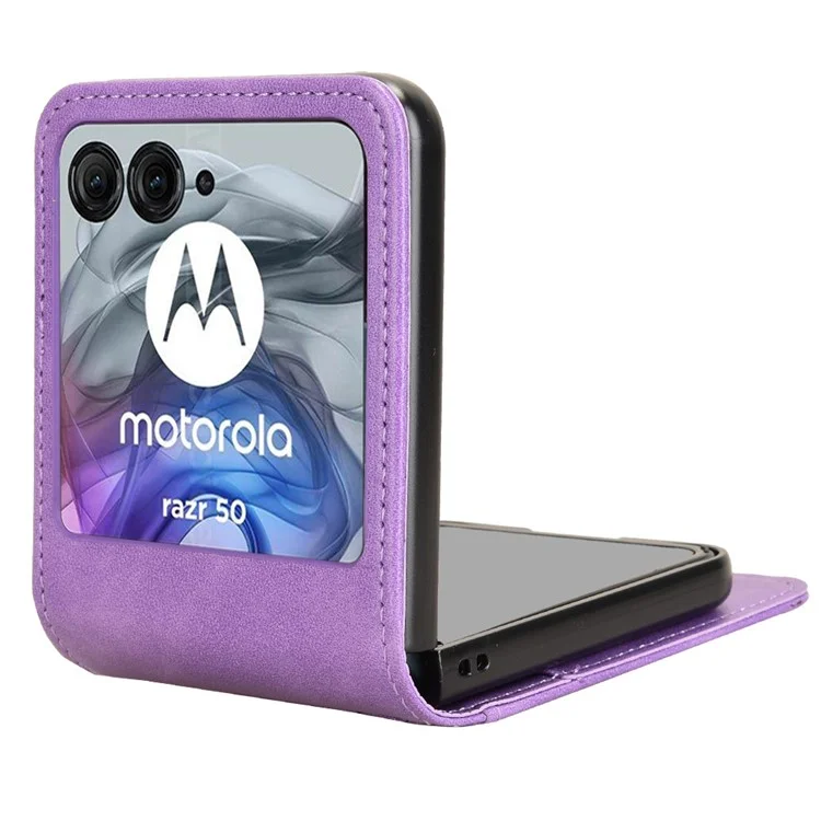 Чехол-кошелек для Motorola Razr 50 5G, ударопрочный, из искусственной кожи - фиолетовый