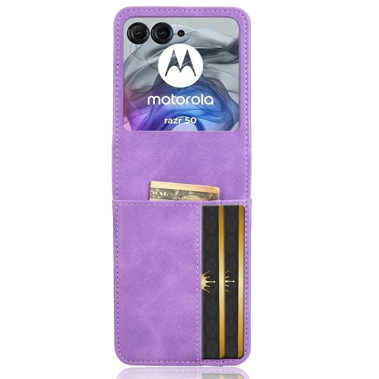 Чехол-кошелек для Motorola Razr 50 5G, ударопрочный, из искусственной кожи - фиолетовый