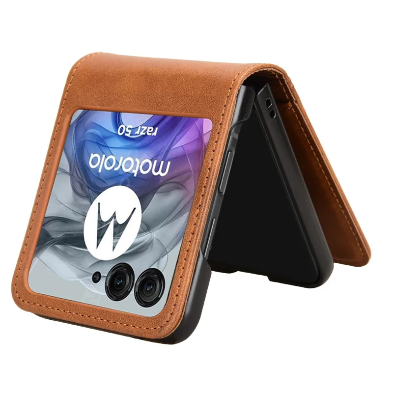Wallet Case For Motorola Razr 70 / 60 / 50 5G / Razr 2026 / 2025 / 2024 Shockproof Leather Phone Cover - Brown