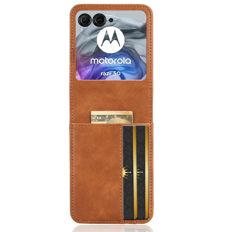 Wallet Case For Motorola Razr 70 / 60 / 50 5G / Razr 2026 / 2025 / 2024 Shockproof Leather Phone Cover - Brown