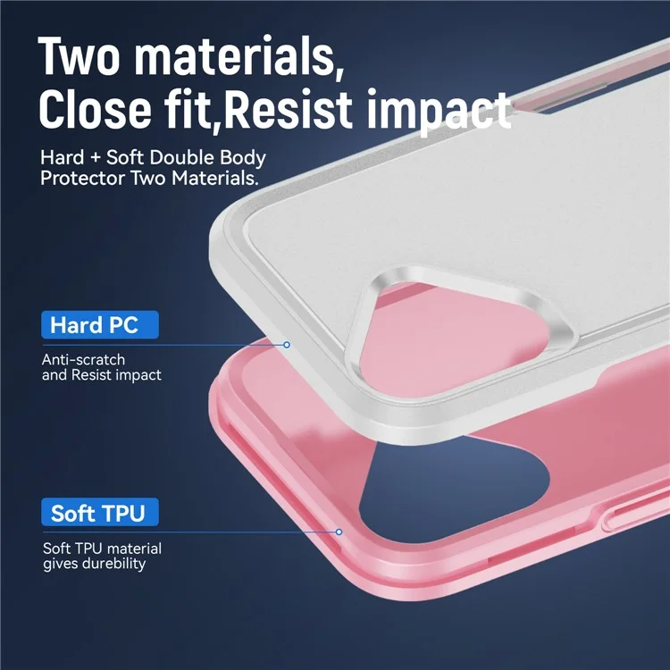 Pour Iphone 16 Plus Case pc + Tpu Military Grade Drop Phone Cover Protective - Blanc + Rose
