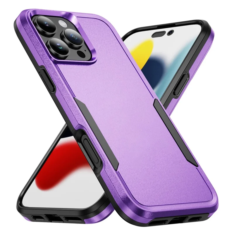 For iPhone 16 Pro Max Case PC+TPU Military Grade Drop Protective Phone Cover - Purple+Black