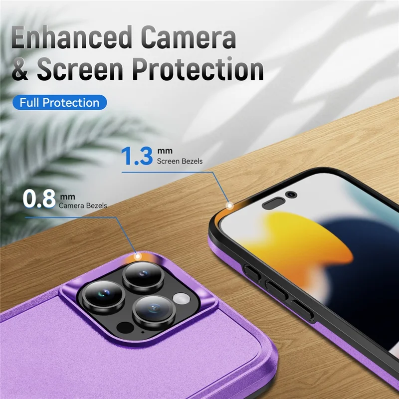 For iPhone 16 Pro Max Case PC+TPU Military Grade Drop Protective Phone Cover - Purple+Black