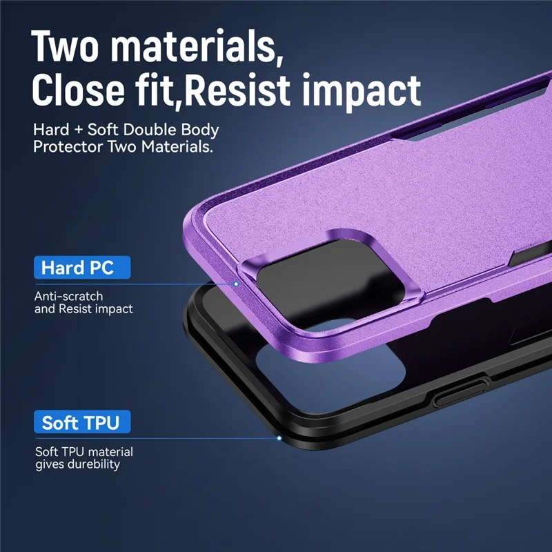 For iPhone 16 Pro Max Case PC+TPU Military Grade Drop Protective Phone Cover - Purple+Black