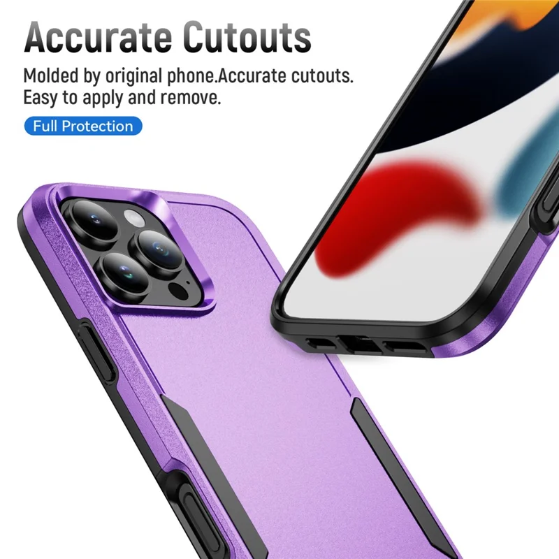 For iPhone 16 Pro Max Case PC+TPU Military Grade Drop Protective Phone Cover - Purple+Black