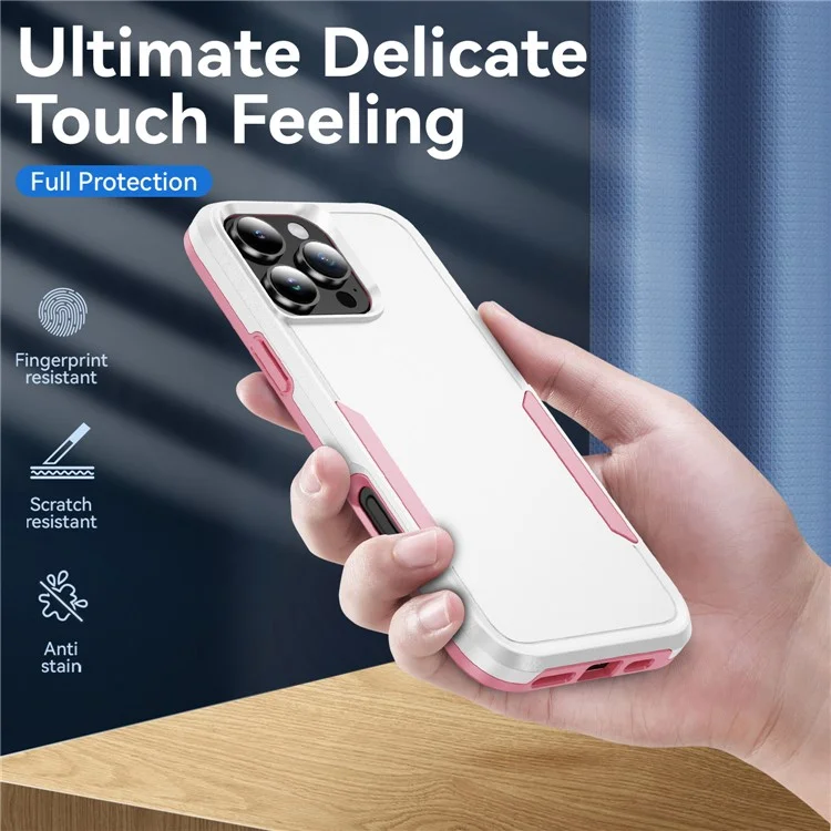 Für Iphone 16 Pro Case PC+TPU Military Grade Drop Protective Phone Deckung - Weiß+pink