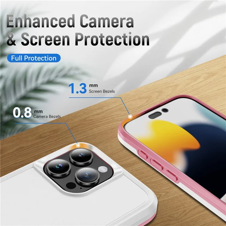 Für Iphone 16 Pro Case PC+TPU Military Grade Drop Protective Phone Deckung - Weiß+pink