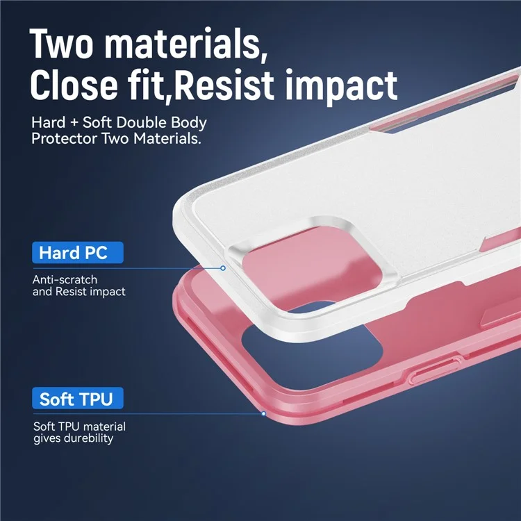 Für Iphone 16 Pro Case PC+TPU Military Grade Drop Protective Phone Deckung - Weiß+pink