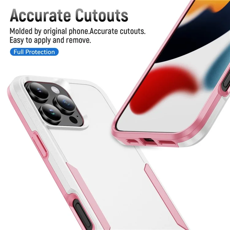 Für Iphone 16 Pro Case PC+TPU Military Grade Drop Protective Phone Deckung - Weiß+pink