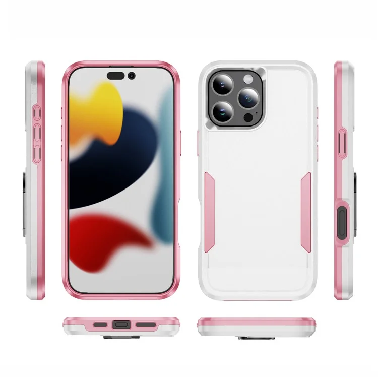 Für Iphone 16 Pro Case PC+TPU Military Grade Drop Protective Phone Deckung - Weiß+pink