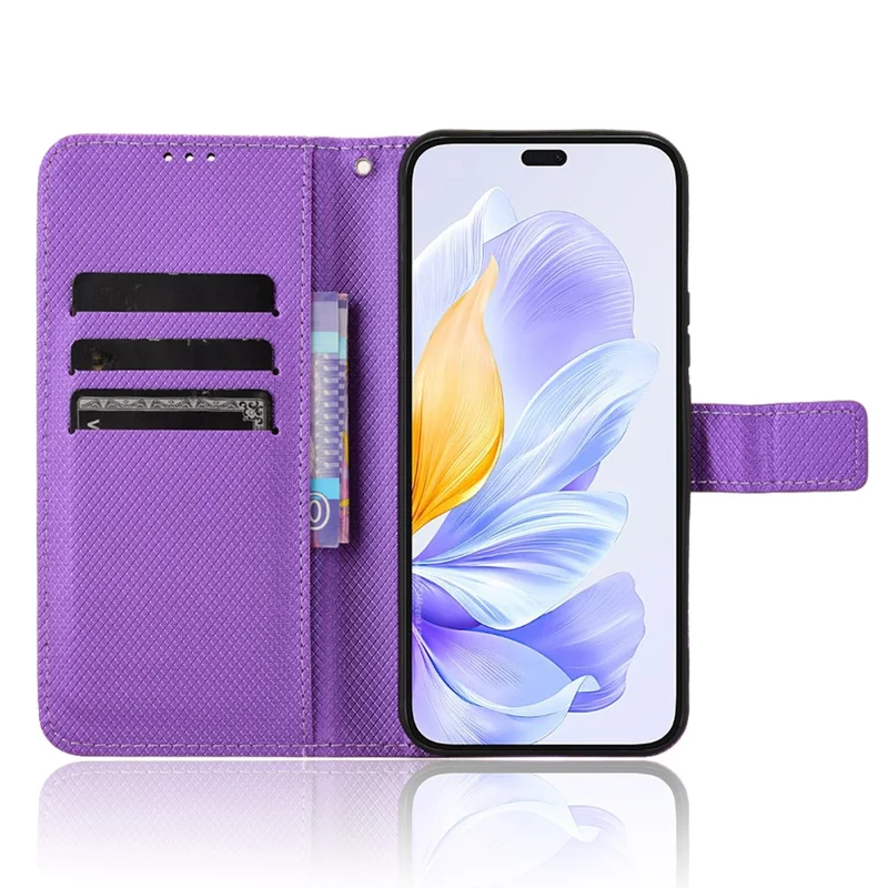 Per Onore X60i 5g Case PU Leather Diamond Texture Wallet Cover Del Telefono - Viola