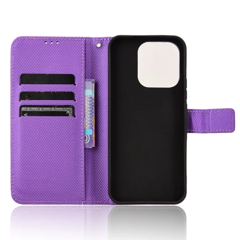Per Onore X60i 5g Case PU Leather Diamond Texture Wallet Cover Del Telefono - Viola