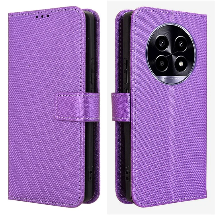 Para Realme 13 Pro+ 5G / 13 Pro 5G Case PU pu Leather Diamond Texture Willet Cover Phone - Púrpura
