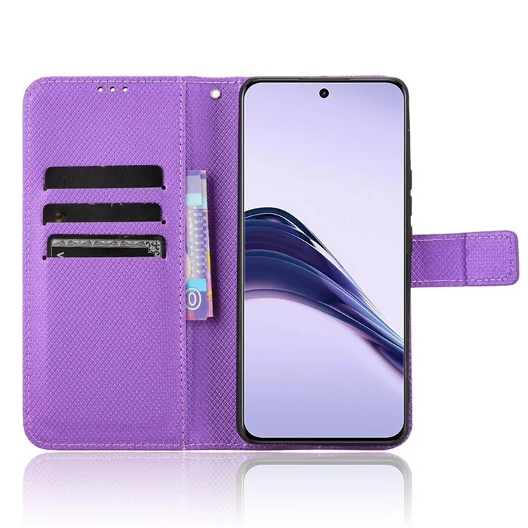 Para Realme 13 Pro+ 5G / 13 Pro 5G Case PU pu Leather Diamond Texture Willet Cover Phone - Púrpura