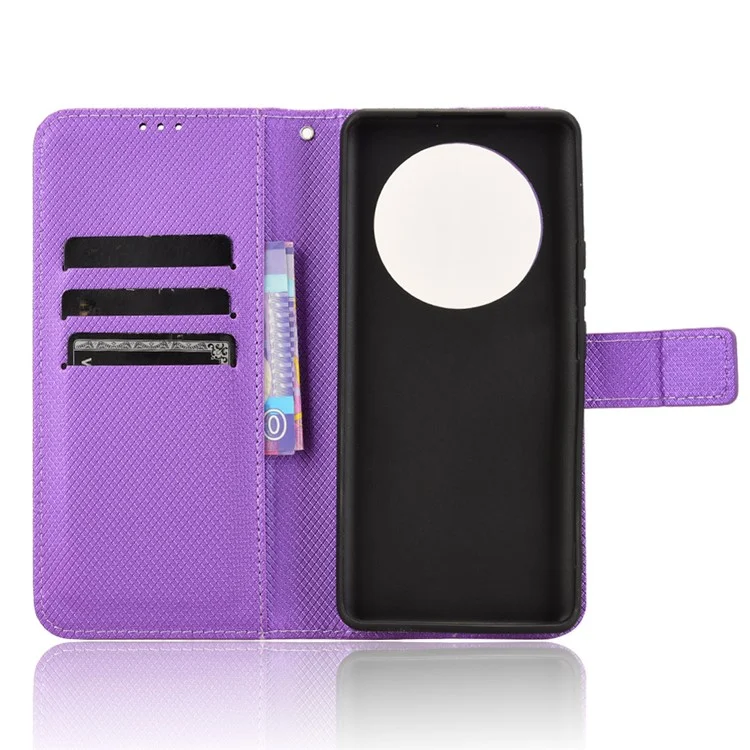 Para Realme 13 Pro+ 5G / 13 Pro 5G Case PU pu Leather Diamond Texture Willet Cover Phone - Púrpura