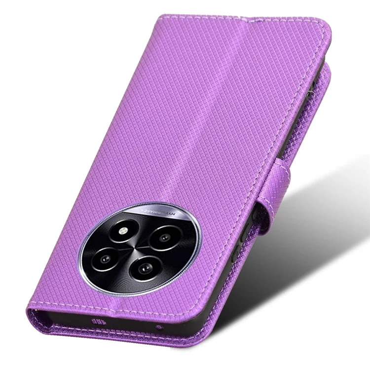 Para Realme 13 Pro+ 5G / 13 Pro 5G Case PU pu Leather Diamond Texture Willet Cover Phone - Púrpura
