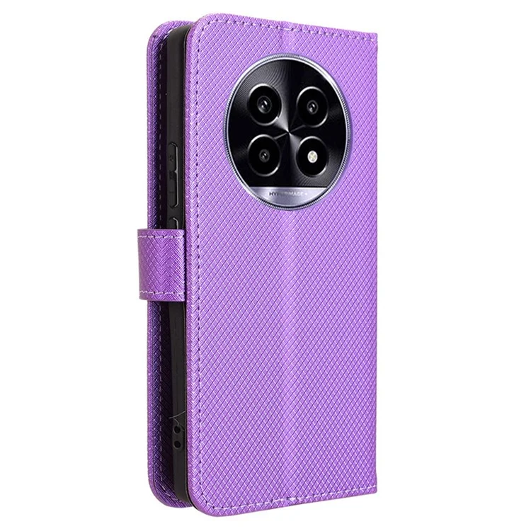 Para Realme 13 Pro+ 5G / 13 Pro 5G Case PU pu Leather Diamond Texture Willet Cover Phone - Púrpura