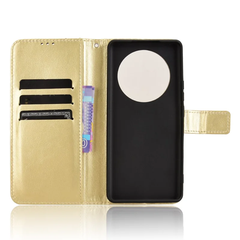 For Realme 14 Pro Lite 5G / 13 Pro 5G (Global) / 13 Pro+ 5G (Global) Case Crazy Horse Texture PU Leather Phone Wallet Cover - Gold