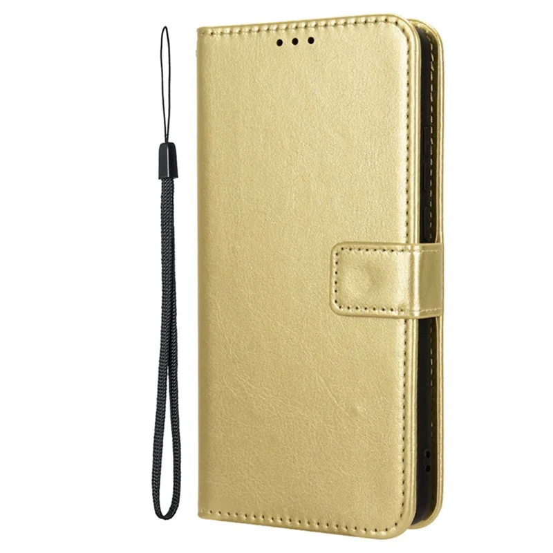 For Realme 14 Pro Lite 5G / 13 Pro 5G (Global) / 13 Pro+ 5G (Global) Case Crazy Horse Texture PU Leather Phone Wallet Cover - Gold