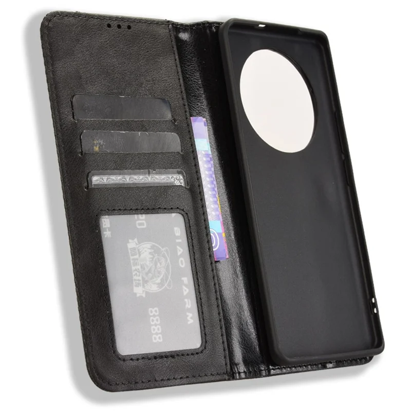 For Realme 14 Pro Lite 5G / 13 Pro 5G (Global) / 13 Pro+ 5G (Global) Leather Case Wallet Stand Retro Texture Phone Cover - Black