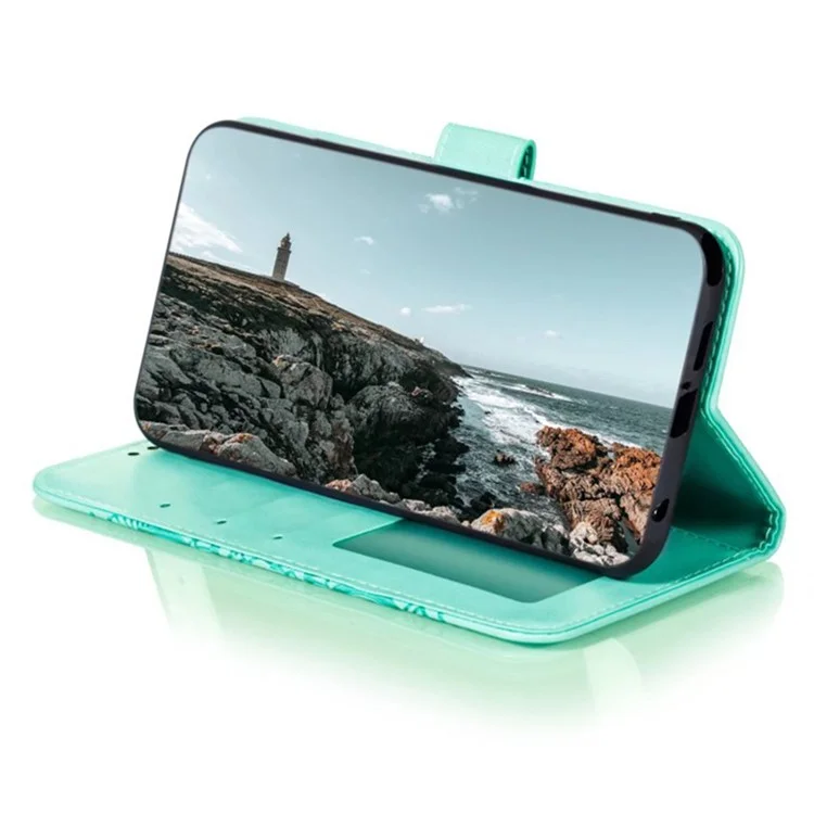 Para Iphone 16 Case PU Mandala Mandala Impresión de Diseño de la Billetera de la Billetera - Verde