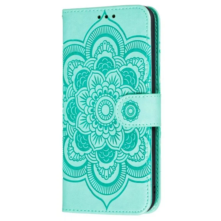Para Iphone 16 Case PU Mandala Mandala Impresión de Diseño de la Billetera de la Billetera - Verde
