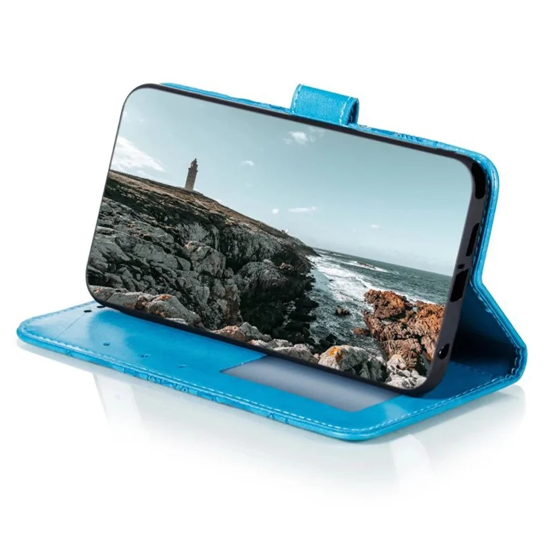 Per iPhone 16 Plus Case PU Pelle Mandala Disegno Stampato Custodia Portafoglio - Blu