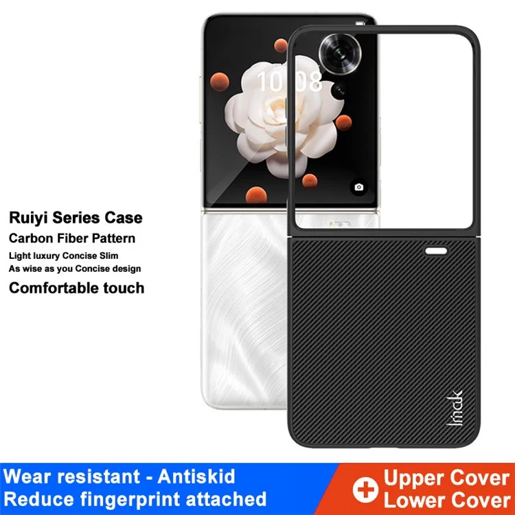 IMAK Ruiyi Series per Honor Magic V Flip 5G Case Fibra di Carbonio Pelle+PC Custodia per Telefono