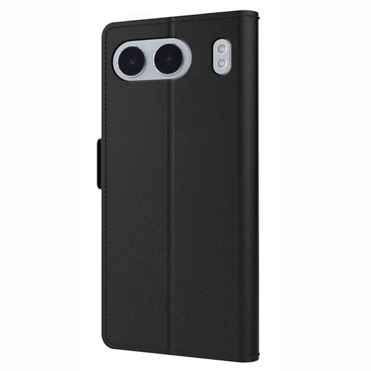 Para Capa OnePlus Nord 4 Stand PU Leather Phone Cover Card Holder Mirror - Preto