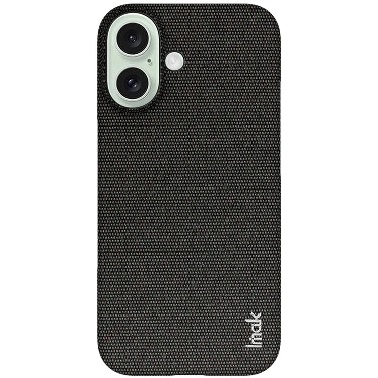 IMAK Ruiyi Series for iPhone 16 Case Fabric Texture Leather+PC Phone Back Cover - Black