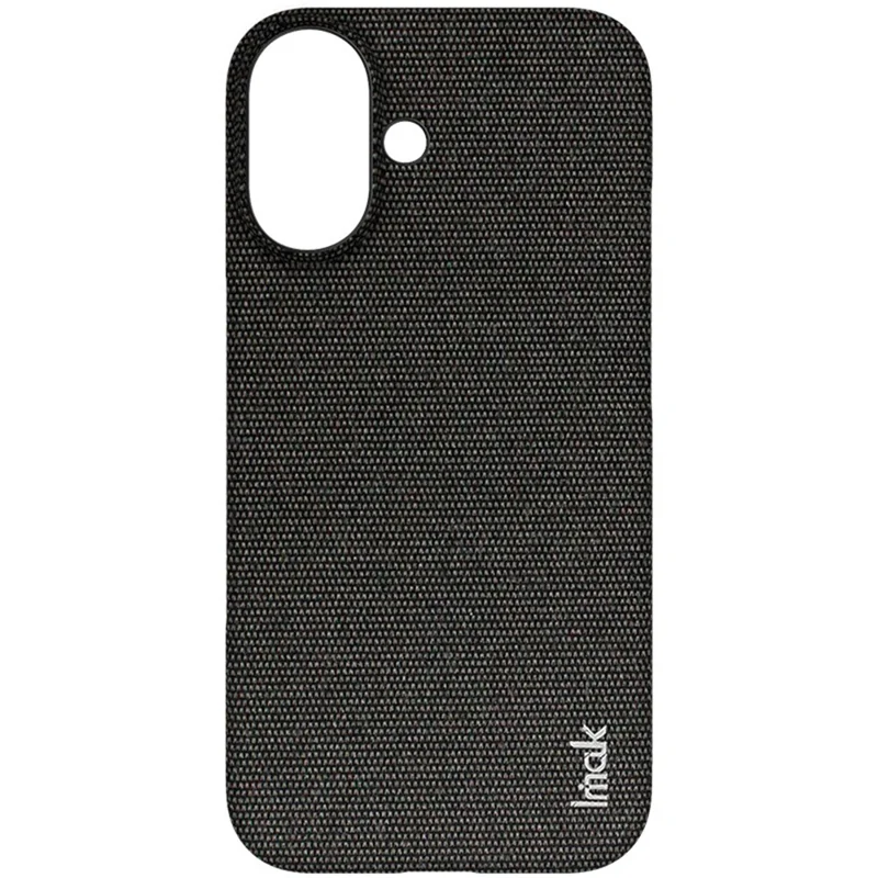 IMAK Ruiyi Series for iPhone 16 Case Fabric Texture Leather+PC Phone Back Cover - Black
