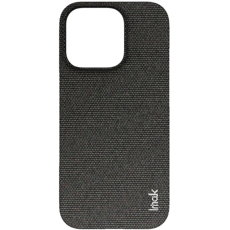 IMAK Ruiyi Series for iPhone 16 Pro Case Fabric Texture Leather+PC Phone Back Cover - Black