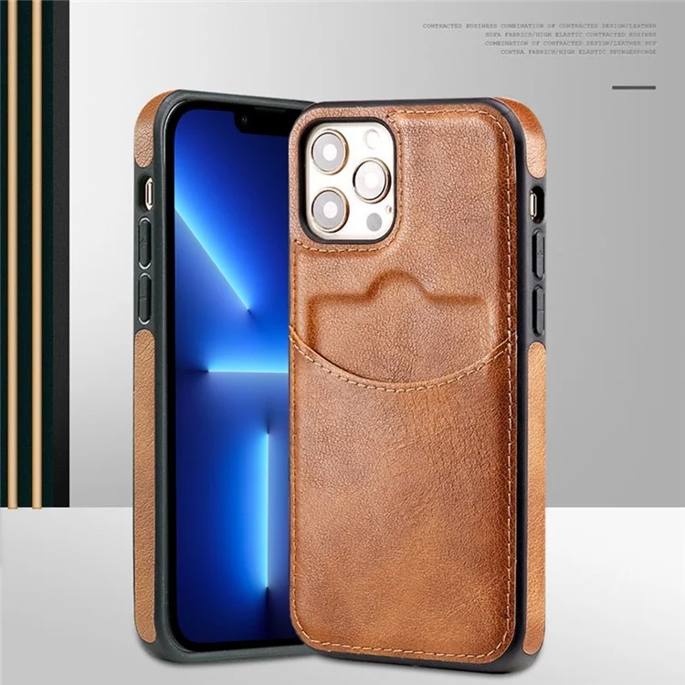 Per Iphone 13 Pro Max 6,7 Pollici Scheggi Scheggio Slot Slimt Cell Cover Per Telefono Cellulare pe Illegno+tpu Custodia Per Telefono Cellulare - Blu Scuro