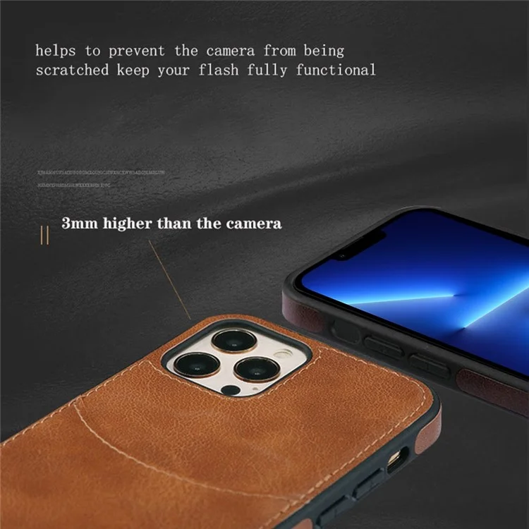 Per Iphone 13 Pro Max 6,7 Pollici Scheggi Scheggio Slot Slimt Cell Cover Per Telefono Cellulare pe Illegno+tpu Custodia Per Telefono Cellulare - Blu Scuro