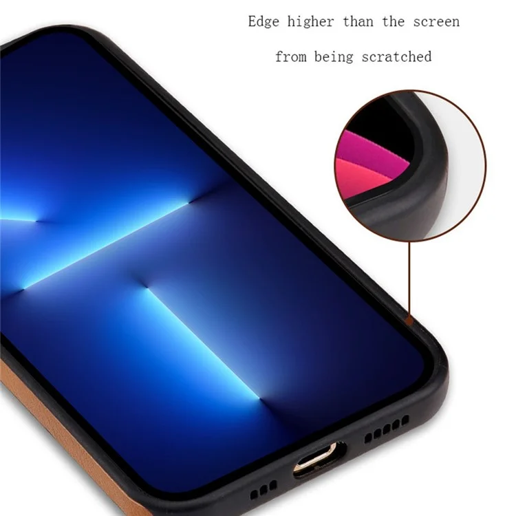 Per Iphone 13 Pro Max 6,7 Pollici Scheggi Scheggio Slot Slimt Cell Cover Per Telefono Cellulare pe Illegno+tpu Custodia Per Telefono Cellulare - Blu Scuro