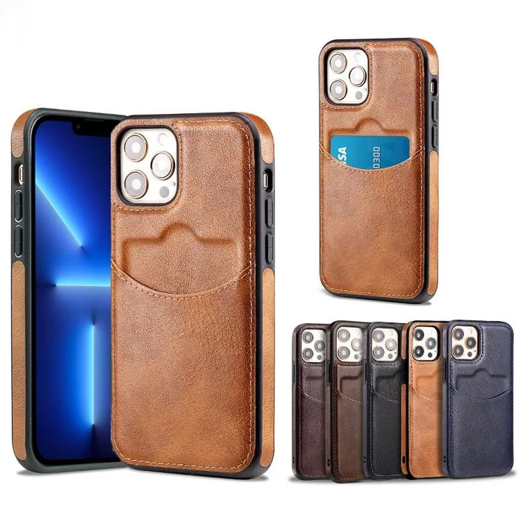 Per Iphone 13 Pro Max 6,7 Pollici Scheggi Scheggio Slot Slimt Cell Cover Per Telefono Cellulare pe Illegno+tpu Custodia Per Telefono Cellulare - Blu Scuro