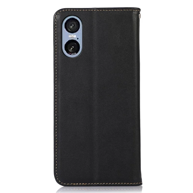 Khazneh Para Sony Xperia 5 VI Case Genuino de Cuero de Vaca Cover Cover Nappa Textura - Negro