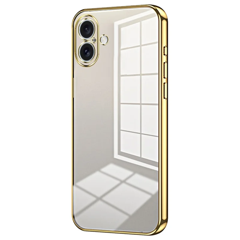 For iPhone 16 Plus Case Electroplating Frame Soft TPU Phone Cover - Gold